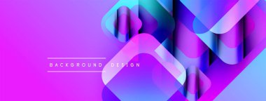 Soyut enerjik tasarım. Üstüste binen yarı saydam şekiller dinamik görsel efekt yaratır. Mor, mavi renkler kompozisyona hakim. Modern estetik.