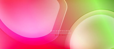 Abstract fluid shapes, vibrant colors blend. Pink, green hues dominate design. Smooth gradients create modern aesthetic.