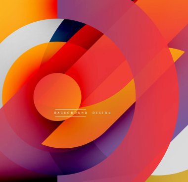 Abstract colorful design. Overlapping circles create dynamic visual effect. Warm tones dominate composition, offering modern aesthetic.