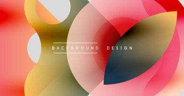 Soyut renkli şekiller örtüşüyor ve dinamik bir zemin oluşturuyor. Gradyan renkler harmanlanarak modern tasarım ögesini oluşturur.