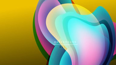 Abstract layers create flowing form. Vibrant colors blend, contrasting against dark background. Modern design element.