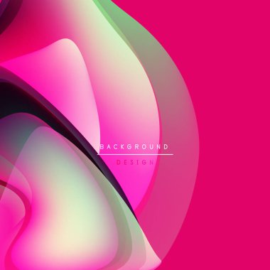 Soyut akışkan şekiller, canlı renklerin karışımı. Pembe egemen, yeşil aksanlar mevcut. Modern tasarım, pürüzsüz eğimler görünür.