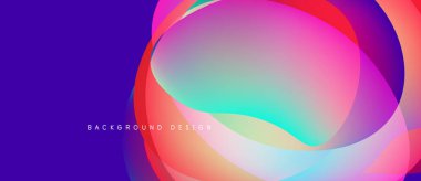 Soyut sıvı şekiller harmanlanarak canlı renkli bir arkaplan oluşturur. Gradyan renkler örtüşüyor, dinamik görsel kompozisyon oluşturuyor. Modern tasarım ögesi.