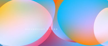 Soyut renkli örtüşen daireler canlı bir zemin oluşturur. Yumuşak gradyanlar renkleri karıştırır, modern tasarım elementini oluşturur.