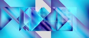 Soyut geometrik tasarım. Mavi, mor renkler dinamik şekiller yaratır. Dijital projeler için modern arkaplan.