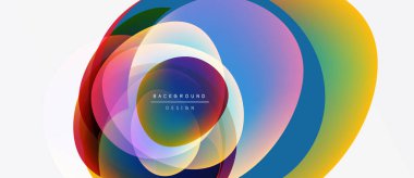 Abstract colorful circles overlap, creating vibrant design. White background emphasizes layered shapes, modern aesthetic.