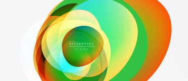 Soyut renkli çemberler çakışıyor. Canlı gradyanlar dinamik görsel efekt yaratır. Arkaplan ve sunumlar için modern tasarım ögesi.