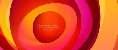 Soyut eşmerkezli çemberler. Canlı turuncu, pembe, sarı renkler dinamik görsel efekt yaratır. Modern arkaplan tasarımı ögesi.