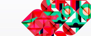 Abstract lips depiction. Geometric shapes create vibrant, colorful mouth image. Modern design, bold colors, artistic expression.