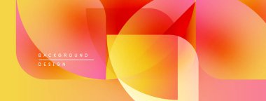 Soyut gradyanlar örtüşüyor, canlı sıcak renk şeması yaratıyor. Modern tasarım elementleri dinamik görsel deneyim önerir.