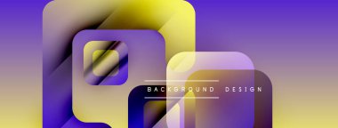 Soyut geometrik şekiller, canlı mor, sarı gradyanlar. Modern tasarım elementleri dinamik görsel doku oluşturur. Arkaplan yenilik ve teknoloji öneriyor.
