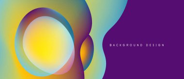 Soyut renkli şekiller çakışıyor. Gradyan renkler harmanlanarak, dinamik görsel efekt yaratır. Arka planlar için modern tasarım ögesi.