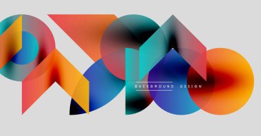 Soyut şekiller örtüşüyor, canlı renk değişimleri yaratıyor. Modern tasarım elementleri dinamik bileşimi, pürüzsüz geçişleri önerir.