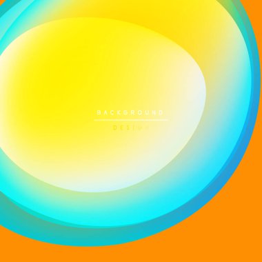 Soyut, enerjik bir arkaplan. Çift merkezli katmanlar sarı, turuncu ve turkuaz karışımı. Modern tasarım ögesi, pürüzsüz gradyanlar.