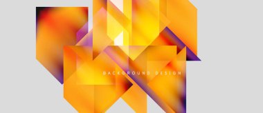Soyut geometrik şekiller, canlı turuncu renkler, modern tasarım. Arkaplan özellikleri katmanlı üçgenler, gradyanlar, pürüzsüz geçişler.