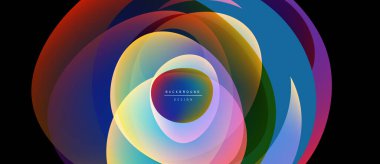 Soyut renkli katmanlar dinamik dairesel tasarım yaratır. Parlak renkler harmanlanır ve canlı bir görsel etki yaratır. Modern, akıcı kompozisyon.