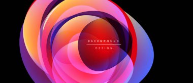 Soyut renkli katmanlar dinamik dairesel tasarım yaratır. Canlı renkler harmanlanır ve büyüleyici bir görsel etki yaratır. Modern, şık arkaplan.