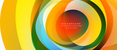 Soyut canlı katmanlar dinamik dairesel bileşim yaratır. Renkler harmanlanır, modern görsel deneyim oluşturur. Yumuşak eğimler derinlik sunar.