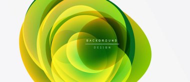 Soyut çiçek tasarımı. Üst üste binen katmanlar parlak yeşil, sarı renkler yaratır. Modern arkaplan ögesi, düz gradyanlar mevcut.