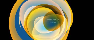 Soyut katmanlar dinamik görsel efekt yaratır. Renkler karışıyor, dairesel desenler oluşturuyor. Arka planlar için modern tasarım ögesi.