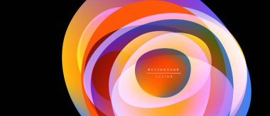 Abstract layers create vibrant circular design. Colors blend, forming dynamic visual effect. Modern, stylish background element.