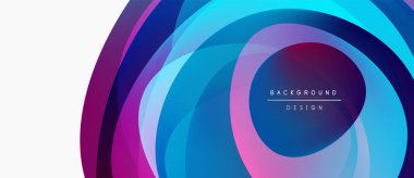 Soyut tasarım, canlı örtüşen daireler içerir. Renkler, mor, mavi, pembe. Modern estetik, arka planlar ve sunumlar için uygun..