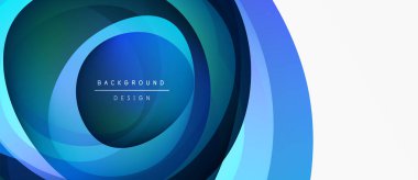 Soyut mavi katmanlar dairesel tasarım yaratır. Değişken gölgeler, dinamik görsel efekt oluşturur. Minimalist tarz, modern estetik.