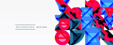 Soyut geometrik şekiller, canlı renkler, dinamik bileşim. Modern tasarım elementleri görsel ilgi yaratıyor, temiz estetik.