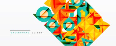 Soyut geometrik şekiller, canlı renkler, modern tasarım. Turuncu, deniz mavisi, sarı dinamik bileşim yaratır. Minimalist arkaplan görsel etkiyi arttırır.