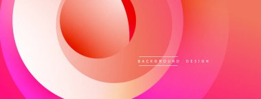 Soyut tasarım katmanlı daireler, gradyan renkler. Pembe, turuncu renkler modern görsel efektler yaratır. Yumuşak geçişler kompozisyona hakim..