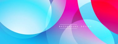 Soyut, enerjik bir arkaplan. Üst üste binen daireler dinamik renkli akış yaratır. Modern tasarım elementleri yenilik ve enerji öneriyor.