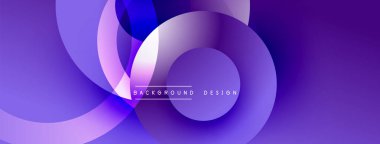 Soyut mor tasarım, üst üste binen daireler, gradyanlar. Modern estetik, arka planlar ve sunumlar için uygun. Minimalist stil.
