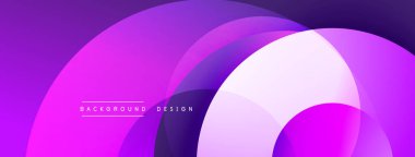 Soyut mor katmanlar dinamik zemin oluşturur. Üst üste binen daireler modern sıvı tasarımı oluşturur. Minimum metin arkaplan tasarımı okur.