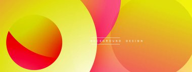 Soyut renkli çemberler çakışıyor. Gradyan gölgeler dinamik görsel efekt yaratır. Arkaplan ve sunumlar için modern tasarım ögesi.