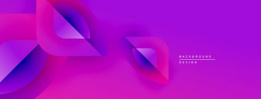 Soyut mor tasarım. Katmanlı şekiller dinamik görsel efektler yaratır. Pankartlar ve sunumlar için modern arkaplan uygun.