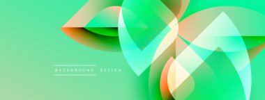 Soyut sıvı şekilleri örtüşür, parlak yeşil ve turuncu renkler yaratır. Arkaplan ve sunumlar için modern tasarım ögesi.