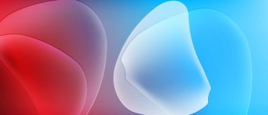 Soyut sıvı şekilleri kırmızı, beyaz, mavi renkleri harmanlar. Pürüzsüz gradyanlar dinamik görsel efekt yaratır. Minimalist tasarım, canlı renkler.
