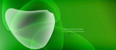 Soyut yeşil arkaplan. Üst üste binen şekiller dinamik görsel efekt yaratır. Modern tasarım dijital projeler için uygundur. Yumuşak gradyanlar zarafet sunar.