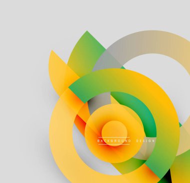 Soyut tasarım, canlı sarı, yeşil eğimlere sahiptir. Dairesel katmanlar dinamik görsel efekt yaratır. Modern, minimalist estetik.