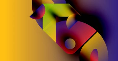 Soyut kompozisyon. Canlı renkler karışıyor, dinamik şekiller yaratıyor. Yumuşak eğimler hareketi, derinliği gösterir. Modern tasarım.