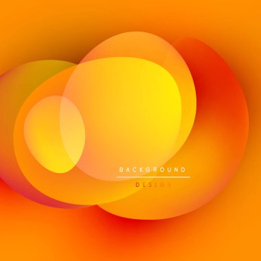 Soyut turuncu arka plan. Üst üste binen çemberler canlı değişimler, pürüzsüz geçişler yaratır. Dijital projeler için modern tasarım ögesi.