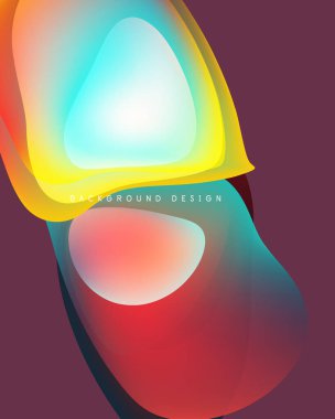 Soyut, enerjik şekiller çakışıyor. Renkler harmanlanmış, mavi, kırmızı, mor. Modern tasarım akıcılığı, enerjiyi, görsel ilgiyi çağrıştırıyor.