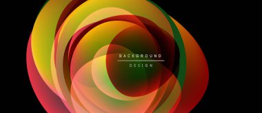Soyut renkli katmanlar dinamik dairesel tasarım yaratır. Gradyan gölgeler harmanlanarak modern arkaplan ögesi oluşturur. Metin arkaplan tasarımı okur.