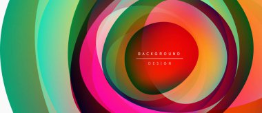 Soyut renkli katmanlar dinamik görsel efekt yaratır. Eş merkezli daireler kompozisyonda baskın, canlı renkleri harmanlıyor. Modern tasarım ögesi.