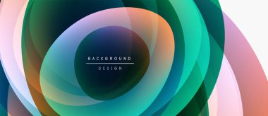 Soyut katmanlar dairesel tasarım yaratır. Renkler harmanlanır, dinamik görsel deneyim oluşturur. Çeşitli projeler için modern, zarif arkaplan.