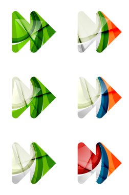 Soyut ileri kümesi oyun ok simgesi, iş logo kavramları, temiz modern geometrik tasarım