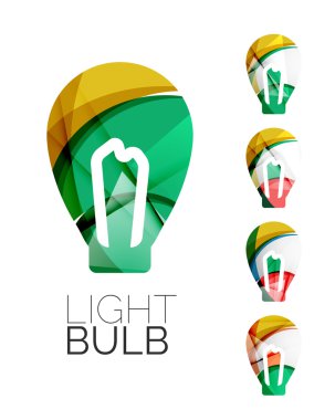 Dizi soyut ampul simgeler, iş logo fikri kavramlar, temiz modern geometrik tasarım