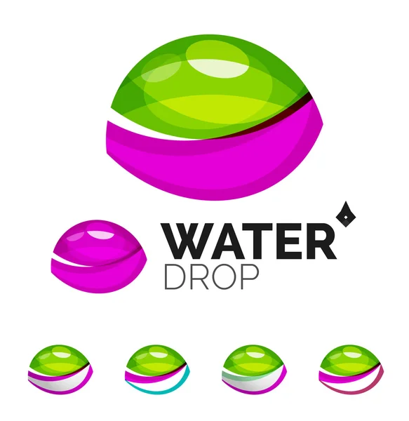 Set de icoane abstracte de apă ecologică, logo-uri de afaceri natură concepte verzi, design geometric modern curat — Vector de stoc