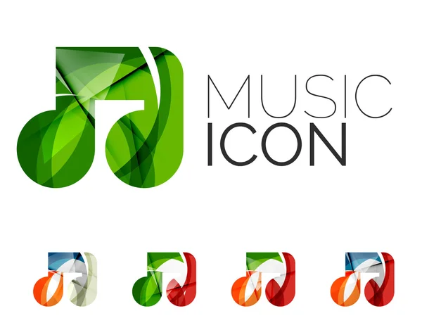 Set of abstract music note icon, business logotype concepts, clean modern geometric design — Stock Vector