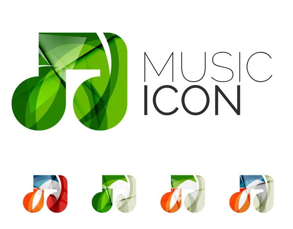 Conjunto de iconos abstractos de notas musicales, conceptos de logotipos empresariales, diseño geométrico moderno y limpio — Archivo Imágenes Vectoriales